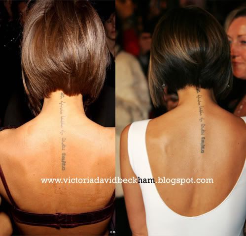 victoria beckham tattoo on neck. Count the tattoos from the