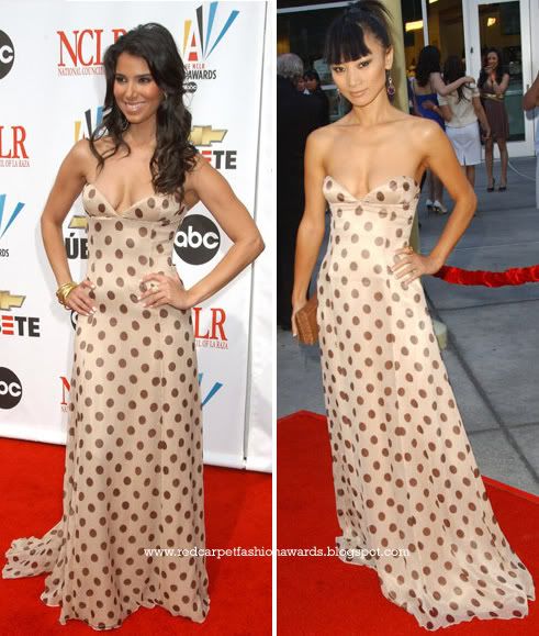 Polka9July jpg A big thank you to Hector who brought this to my attention Roselyn Sanchez wore this polka dot dress to the 2007 NCLR ALMA Awards on 1st June whereas Bai Ling wore the dress to the screening