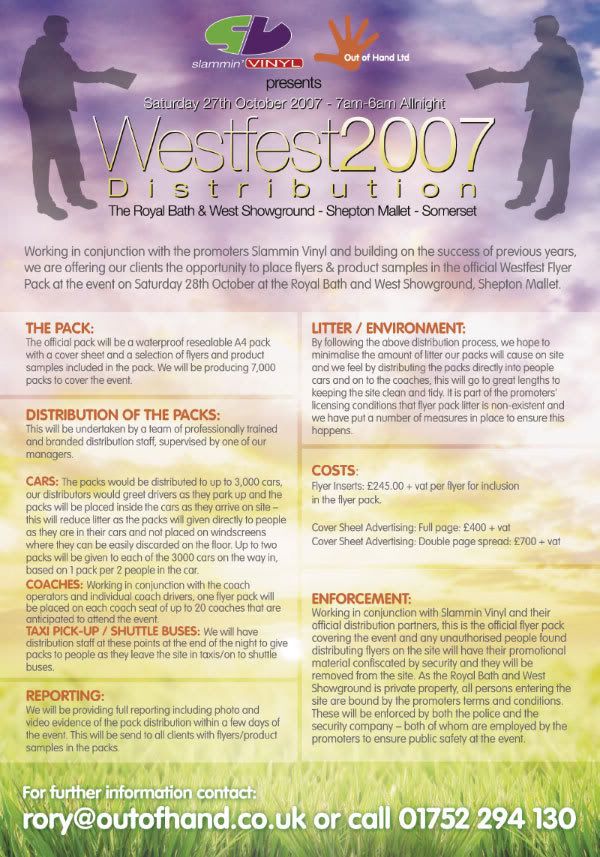 do you want your flyers officially distributed at sv westfest 2007 is distributing flyers littering