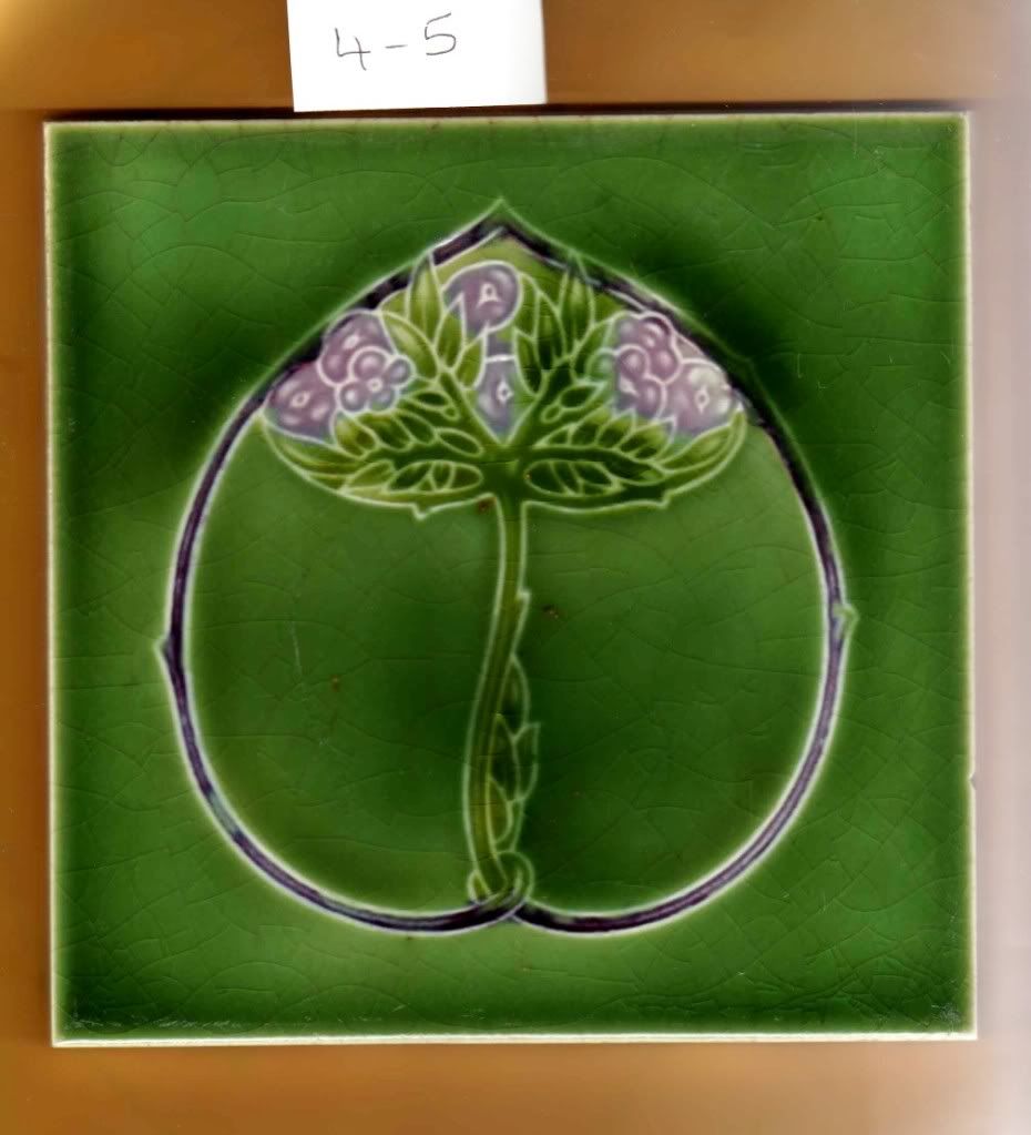 ANTIQUE ART NOUVEAU ARTS AND CRAFTS TILE GREEN 4547 eBay