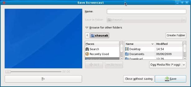 Save Screencast Dialog box