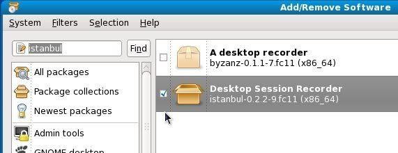 Install Istanbul on Fedora using packagekit