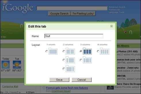 Imagem relacionada a iGoogle agora permite personalizar layout das tabs
