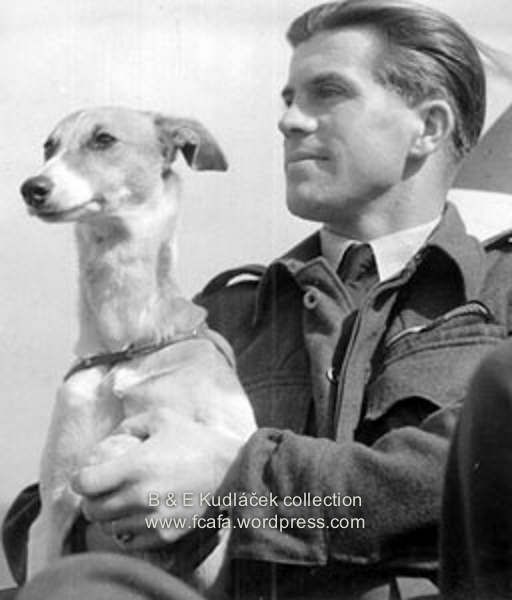 Václav Jícha with his dog.