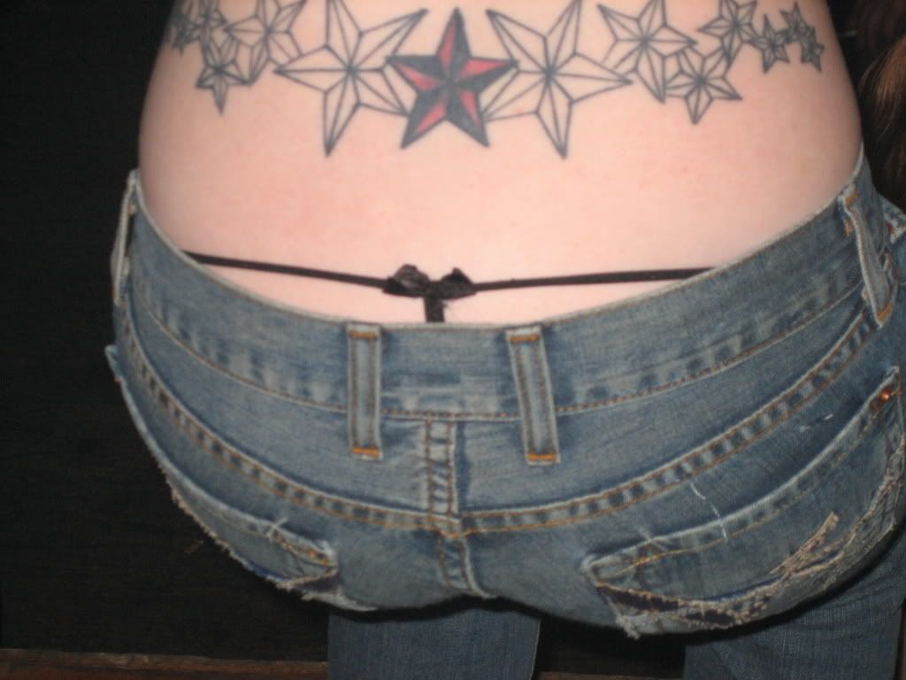 sexy thong girl and star tattoo
