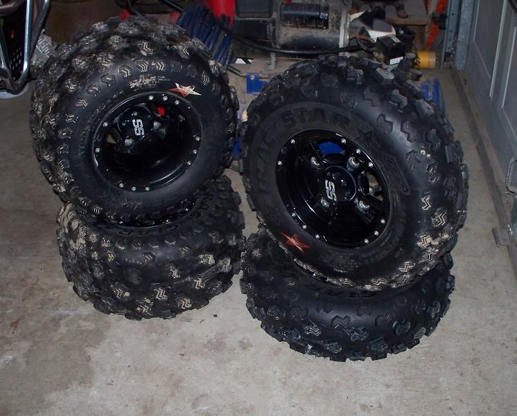 Honda ITP SS black wheels/tires, 400EX Elka