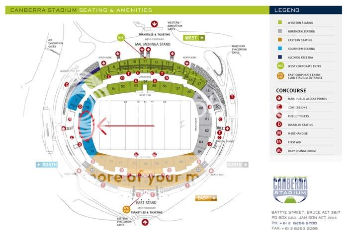 Canberra Stadium Seating Map