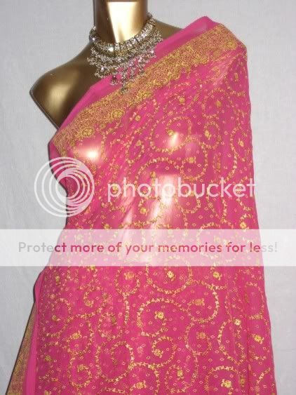 Joshimp Indian Bollywood Saree Sari Shimmery Gold New